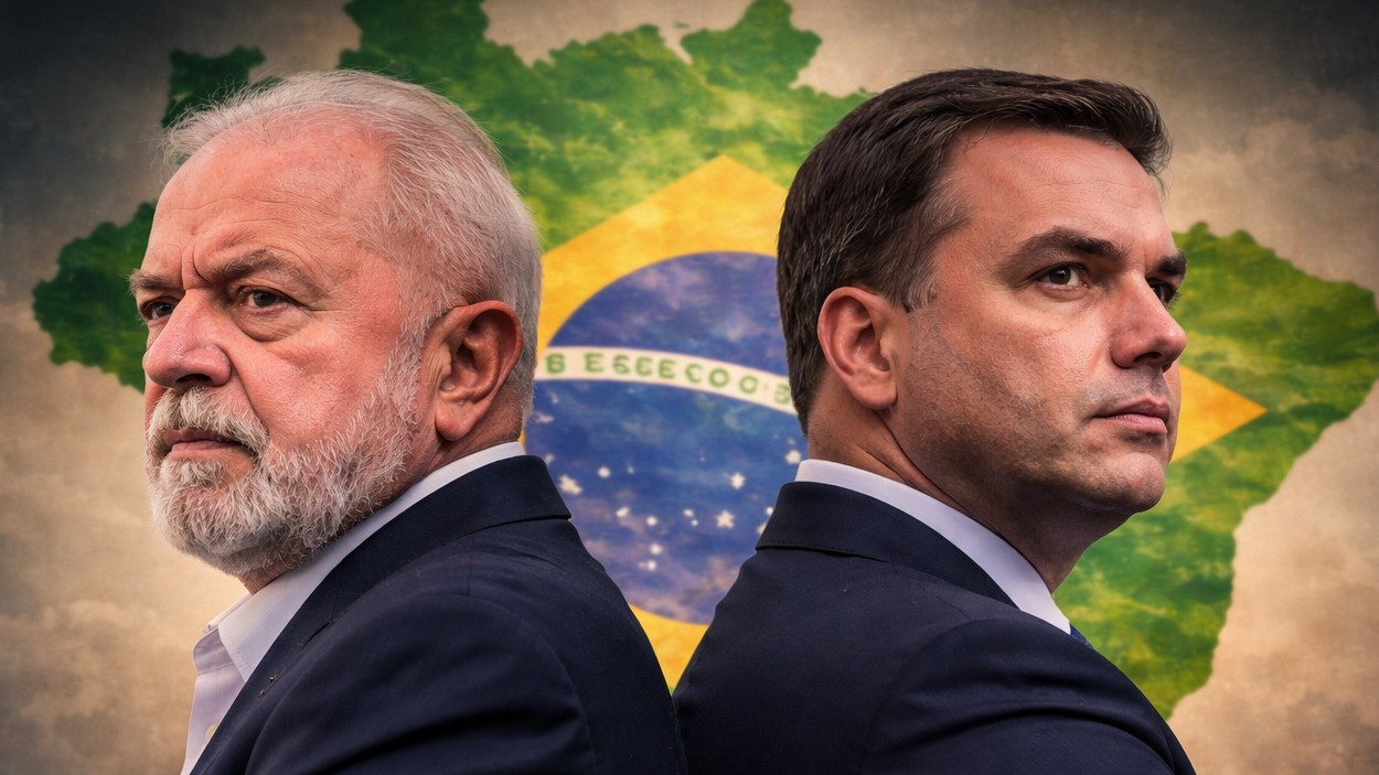 Lula e Flávio Bolsonaro (Imagem criada por IA)