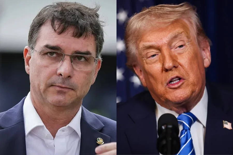 Trump e Flávio Bolsonaro (foto reprodução Metropoles)