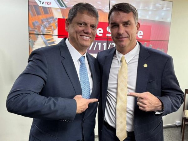 Tarcísio e Flávio (Foto: Reprodução/ Flávio Bolsonaro via X)