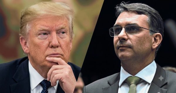 Flávio e Trump (foto: Agência Senado)